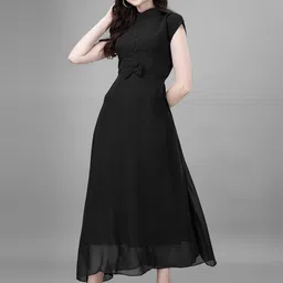 Krunal Raiyani Women Solid Applique Fit & Flare Maxi Dress-picture-52