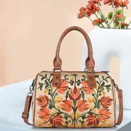 VELUCIA Floral Embellished Oversized Quilted Structured Satchel-32