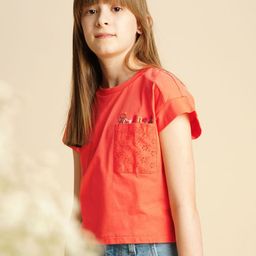Vero Moda Girls Drop-Shoulder Sleeves Pockets Boxy T-shirt-image-7