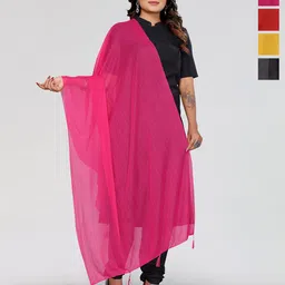 Moda Rapido Selection Of 4 Lycra Tasselled Border Dupatta-24