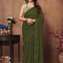 VS MALL Poly Georgette Ready to Wear Saree-18