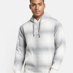Octave Men Checked Printed Hooded Pullover Sweatshirt-image-5