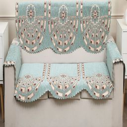 Fashion Set Of 4 Throw Printed Jacquard Sofa Cover With Arms-42