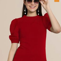 Mast & Harbour Women Pack of 2 Solid Puff Sleeve RegularTop-image-62