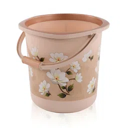 Aura Brown Floral Plastic Bath Accessories Set-image-80