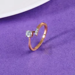 GIVA Women14KT Rose Gold Linked in Love Solitaire Diamond Ring-picture-14