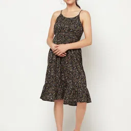 SQew Floral Print Fit and Flare Dress-image-13