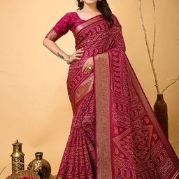 LeeliPeeri Designer Bandhani Zari Saree-image-50
