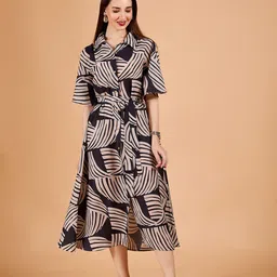 DressBerry Print Fit & Flare Midi Dress-image-86
