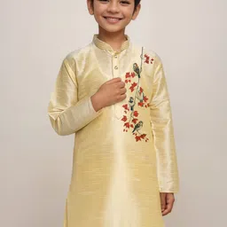 DEVOILER Boys Regular Dupion Silk Kurta with Churidar image 5