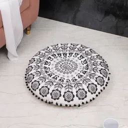 Decoghar Black & White Printed Cotton Floor Cushion-picture-6