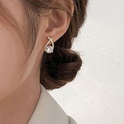 PolluxCraft Korean Gold-Plated Artificial Stones Studded Teardrop Shaped Studs-picture-40
