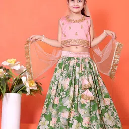 BAESD Girls Embroidered Sequinned Ready to Wear Lehenga & Blouse With Dupatta-image-18