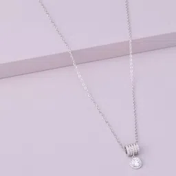 Kushal's Fashion Jewellery Rhodium-Plated Zircon Stone Studded Pendant with Chain-image-85