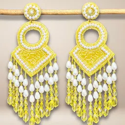 UnfoldSelf Artificial Beads Circular Shaped Drop Earrings-image-86