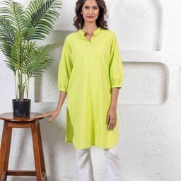 INAAYA JAIPUR Mandarin Collar Pure Cotton Straight Kurti-image-59