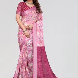 Moda Rapido Pink Floral Printed Cotton Blend Sarees-picture-47