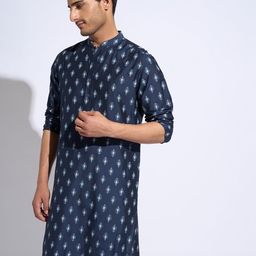 indus route by Pantaloons Men Geometric Thread Work Kurta-picture-14