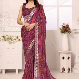 KALINI Bandhani Printed Embroidered Saree-19