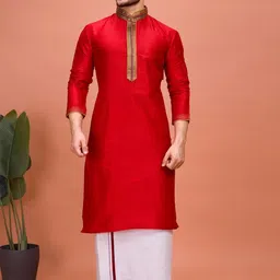 SHIWAM ETHNIX Silk Mandarin Collar Straight Kurta-picture-41