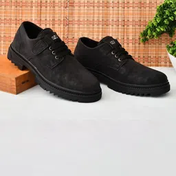 OZJI Men Solid Round Toe Lace-Ups Derbys-picture-4