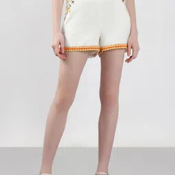 Vero Moda Women Floral Embroidered Cotton High-Rise Shorts-image-18