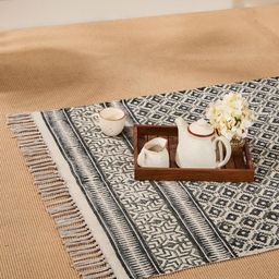 Fabindia Beige & Black Printed Rectangular Dhurrie-3