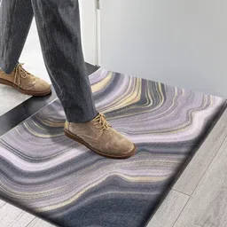 LUXEHOME INTERNATIONAL Black & Grey Abstract Printed Anti-Skid & Fatigue Doormat-21