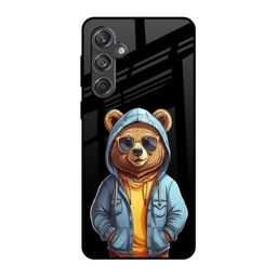 QRIOH Urban Bear Printed Samsung Galaxy M55 5G Glass Back Case-image-38