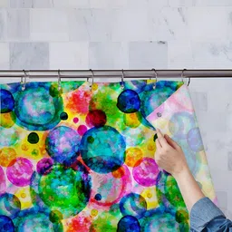 ArtzFolio Green-Blue & Pink Printed Waterproof Shower Curtain-image-97