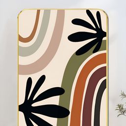 Myntra Elegant Homes Beige & Black Wooden Abstract Rainbow and Leaf Wall Art-image-52
