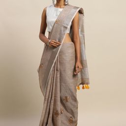 Astita Embellished Zari Linen Blend Saree-picture-8