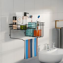 RUBOXA Black Metal Self-Adhesive Multi-Utility Organiser-29