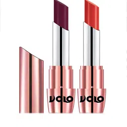 VOLO Set Of 2 Creme Matte Lipstick With Vitamin E-3.5 g Each-Orange-647-Wine-649-6