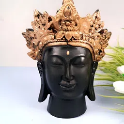 apka mart Black & Gold-Toned Buddha Head Idol Religious Figurine Showpiece-24