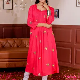 Chandbaali Women Floral Embroidered Fit & Flare Maxi Dress-image-37