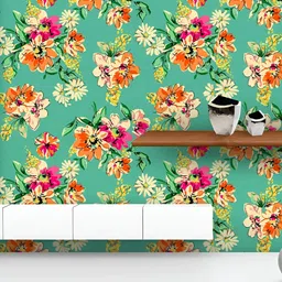 ArtzFolio Printed UV-Resistant Anti-Bacterial Colorful Floral Pattern Peel & Stick Wallpaper-image-93