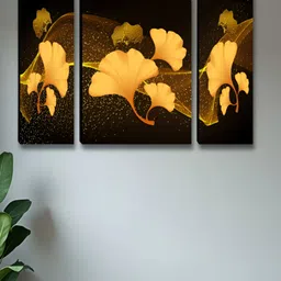 Myntra Elegant Homes Brown & Gold-Toned 3 Pieces Floral And Botanical Wall Art-image-52
