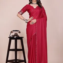 K 5 Fashion Woven Design Embellished Pure Chiffon Saree-picture-34