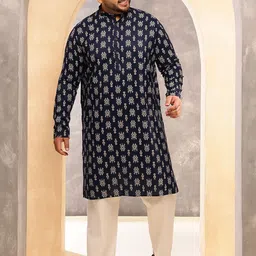SOJANYA PLUS Men Ethnic Motifs Printed Regular Kurta with Pyjamas-picture-16