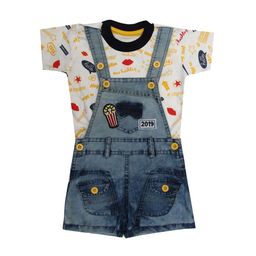 ZADMUS Infants Embroidered Dungarees With T-Shirt-image-111