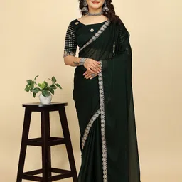K 5 Fashion Embellished Sequinned Pure Chiffon Saree-picture-17