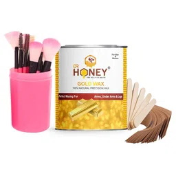 DR HONEY Hair Removal Wax Gold 600 gm & Pink Makeup Brushes Wax (600.2 g)-image-81