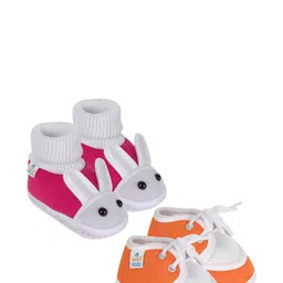 NESKA MODA 3 To 12 Month 2 Pair Newborn Unisex Baby Skin Friendly Soft Cotton Lace Shoe Booties-21