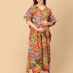 The Mom Women Printed V-Neck Maternity Nightdress-image-53