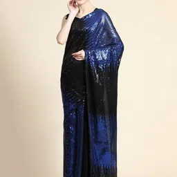 DIVASTRI Embellished Sequinned Pure Georgette Saree-image-61
