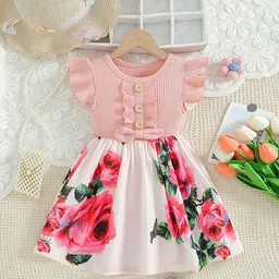 YK Floral Checked Fit & Flare Dress-image-74