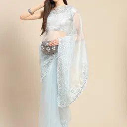 Anouk Floral Sequinned Organza Saree-image-30