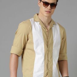 Mast & Harbour Men Relaxed Fit Colourblocked Cuban Collar Cotton Casual Shirt-image-34