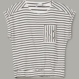 Fame Forever by Lifestyle Girls Striped Extended Sleeves Monochrome Pockets T-shirt-image-50